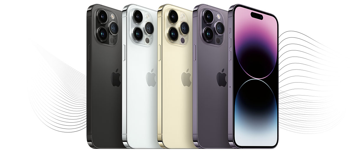 Imagem de cinco iPhones.